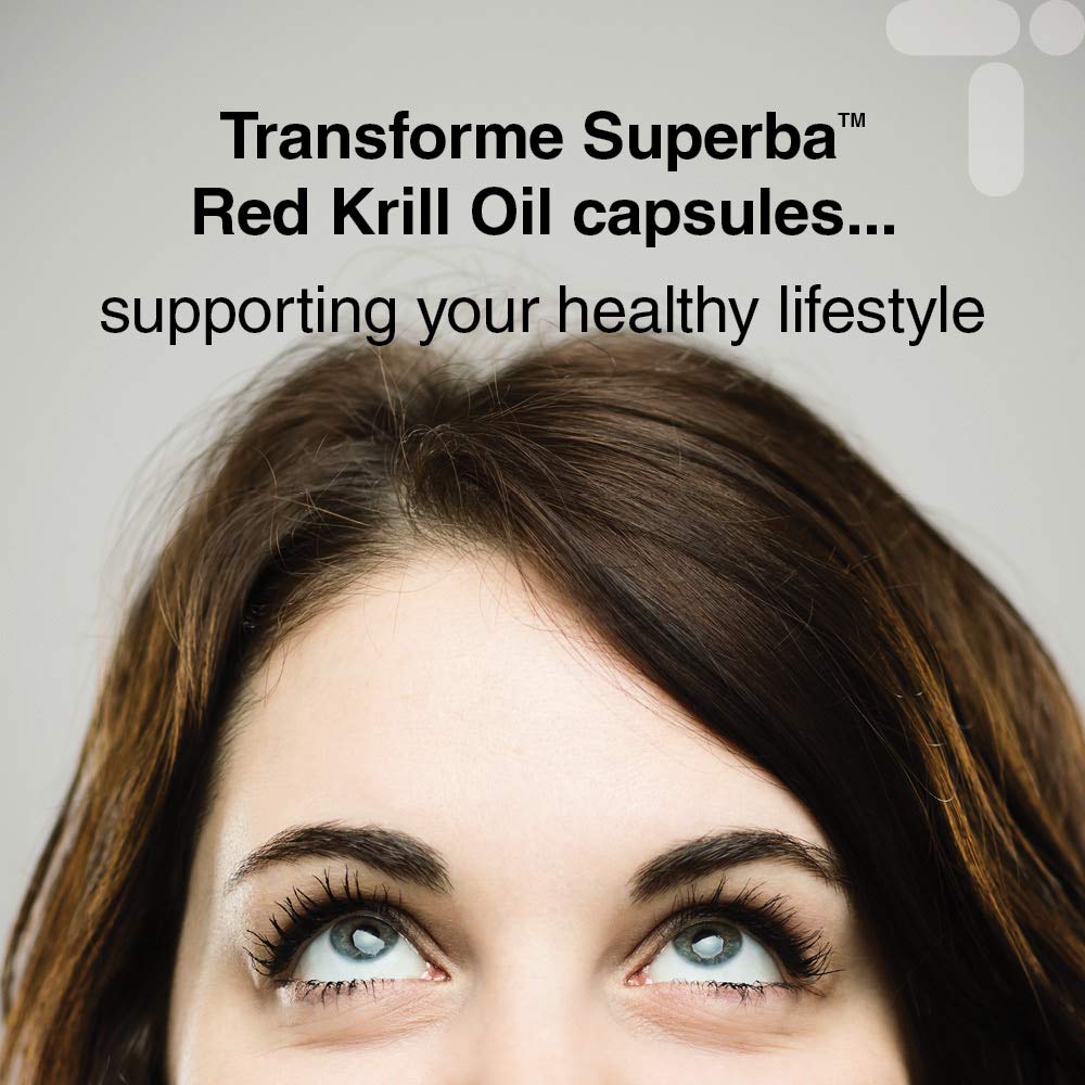 Transforme Superba Red Krill Oil Capsules 1000mg Serving, 180 x 500mg Easy Swallow Softgels, High Omega 3 EPA DHA & Astaxanthin, Sustainably Antarctic Sourced, Money Back Guarantee,