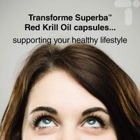 Transforme Superba Red Krill Oil Capsules 1000mg Serving, 180 x 500mg Easy Swallow Softgels, High Omega 3 EPA DHA & Astaxanthin, Sustainably Antarctic Sourced, Money Back Guarantee,