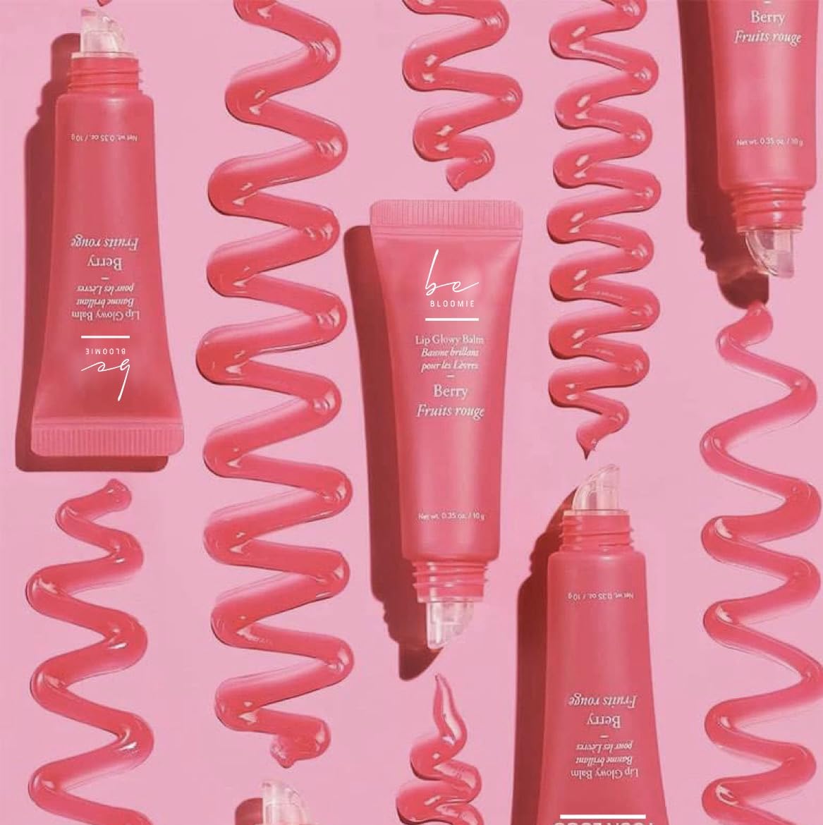 beBloomie Lip Glowy Balm Berry, Moisturising Lip Balm For A Sheer Tint Of Colour, Infused With Hyaluronic Acid, Vegan & Cruelty-free!