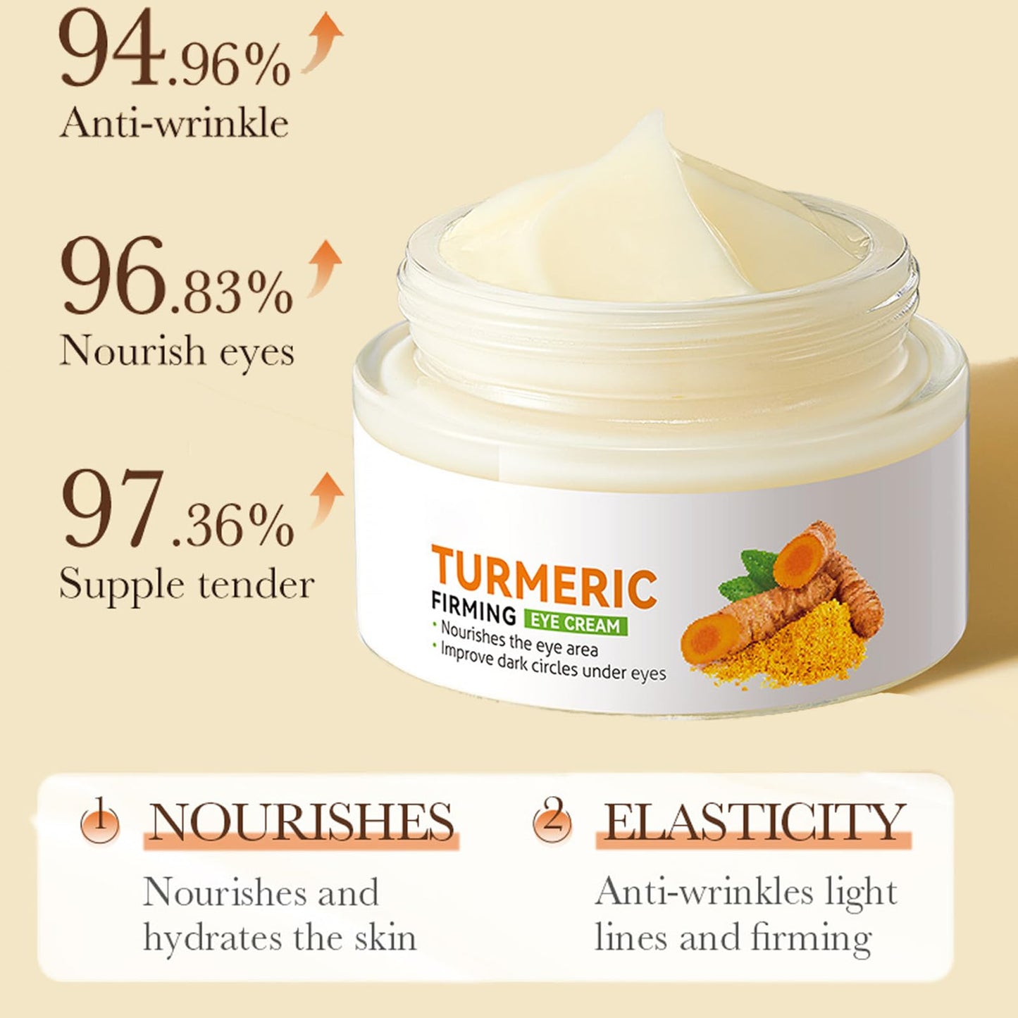 Turmeric Eye Cream Anti Aging Under Eye Cream for Dark Circles and Puffy Eyes Moisturising Anti Wrinkle Eye Cream for Dark Circles Under Eye Cream for Reduce Fine Lines & Wrinkles, Brighten