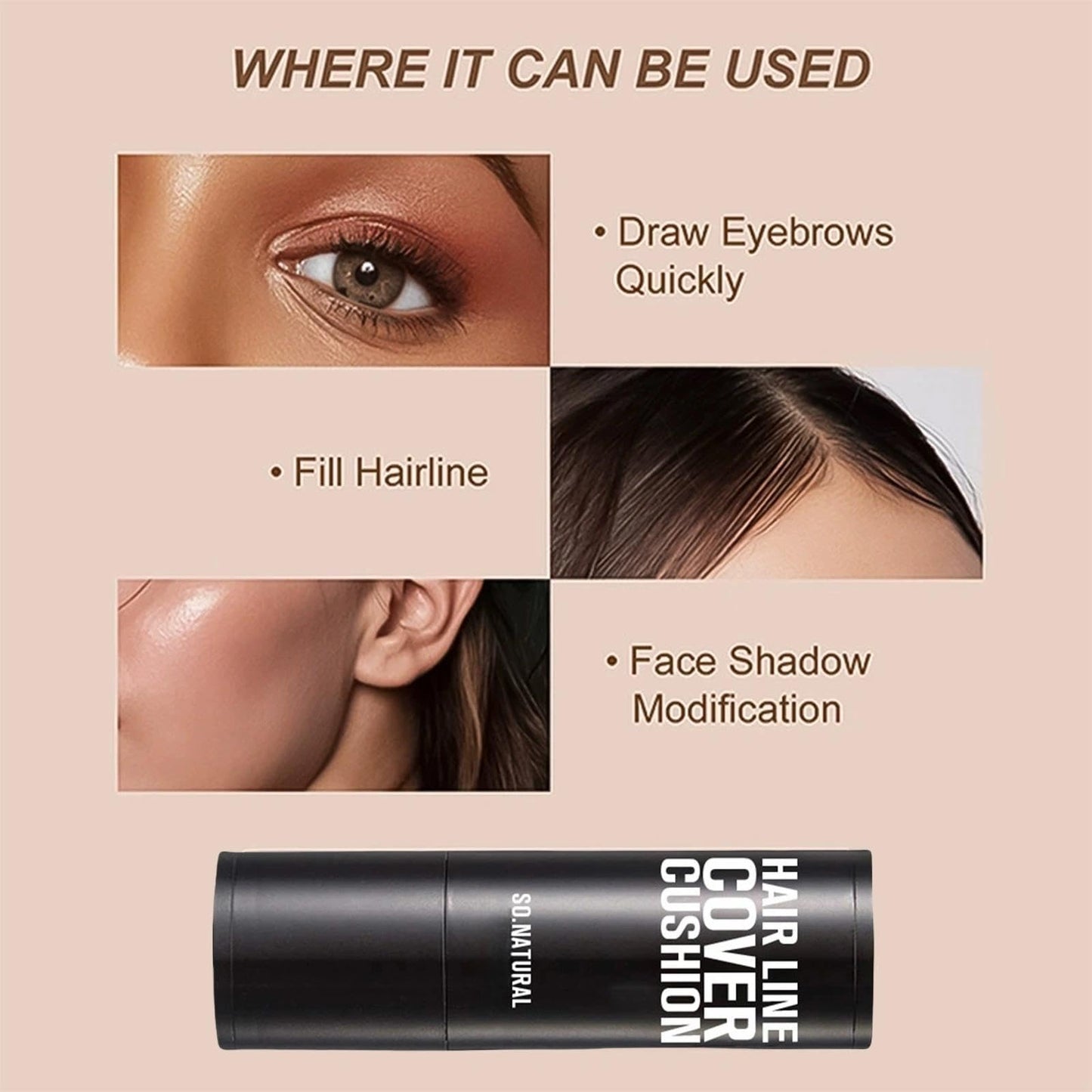 AurolaGlow Instant Hair Root Concealer Powder Stick with Sponge – Covers Thinning Hair & Grey Roots, Easy Hairline Touch-Up Solution