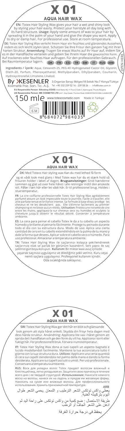 Totex Hair Styling Aqua Gel Wax 01 | Strong Hold Gel Maximum Control | Parfume Scent | Unisex 150ml (Pack Of 3)