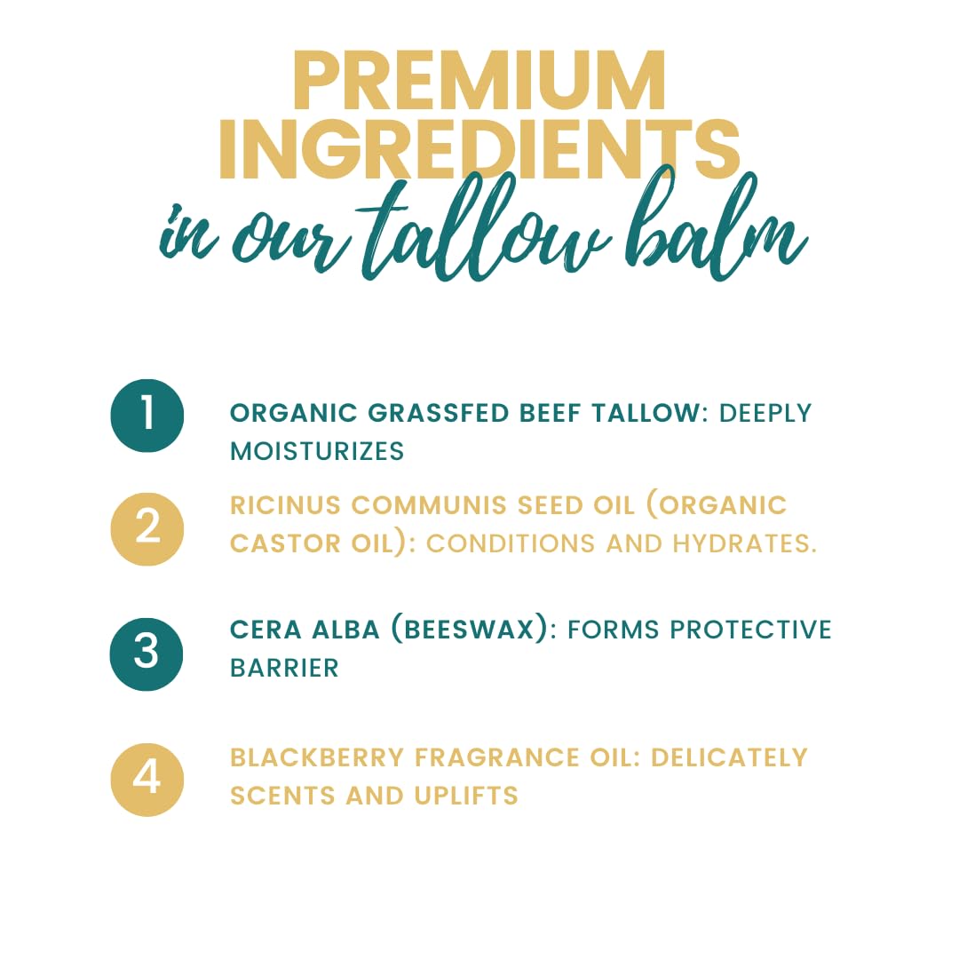 Generic Origin - Organic Beef Tallow Skin Care Balm. Barrier skin food for dry skin, eczema, rosacea, menopausal. Body lotion, hand and face cream, adults and baby. (Blackberry)