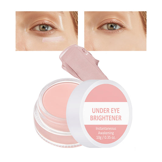 QUIWEN Under Eye Brightener,Under Eye Concealer Full Coverage Eye Highlighter Foundation for Dark Circles,Spot,Long Lasting Under Eye Brightener Concealer,Colour Correcting Primer,Pink Cream Foundation