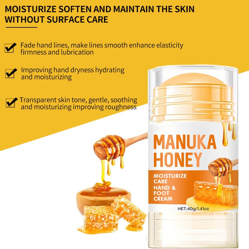 Honey Foot Cream for Very Dry Feet & Cracked Heels - Intensive Moisturising Repair Cream for Cracked Skin, Hard Skin Remover - Natural Foot Care Moisturiser for Women & Men