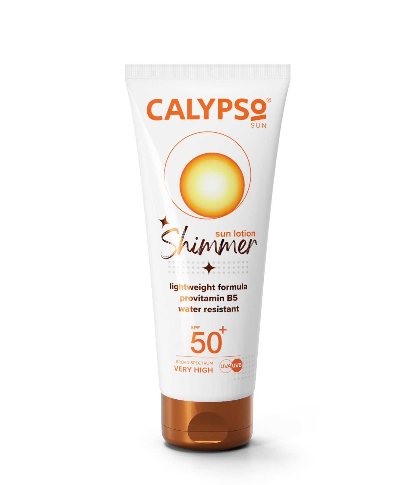 Calypso Shimmer Sun Lotion SPF50 + | Very High UVA + UVB Protection, Water Resistant, Shimmering Sun Protection for Face and Body, 100ml
