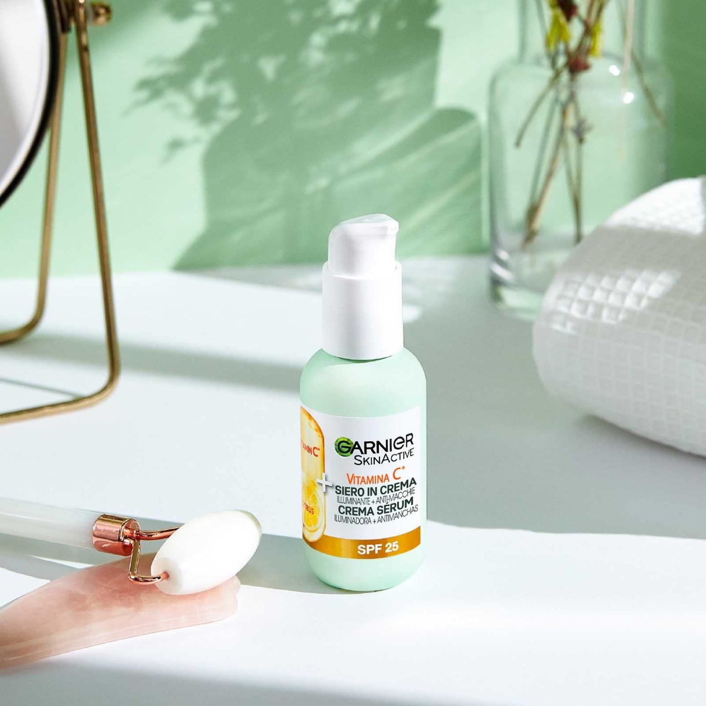 Garnier SkinActive Vitamin C Face Serum in Cream 2in1 Illuminating and Anti-Blemish SPF 25 for Dull Uneven Skin Formula with Vitamin C and Citrus Extract - 3 Bottles of 50ml