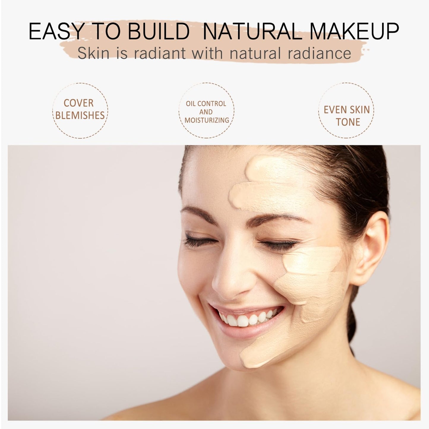HIVETZ Flawless Colour Changing Foundation Makeup,SPF 15 Warm Skin Tone Foundation,Liquid Foundation Makeup,Waterproof Foundation for Mature Skin,Long Lasting Face Moisturizing Liquid Cover Concealer