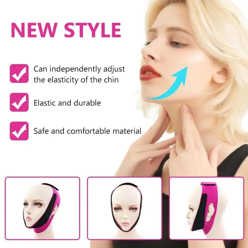 EZB Face Slimming Strap for Double Chin Removal, Saggy Neck Lifting & Face Contouring | Soft Comfortable Facial Toning Device | Pink/Black