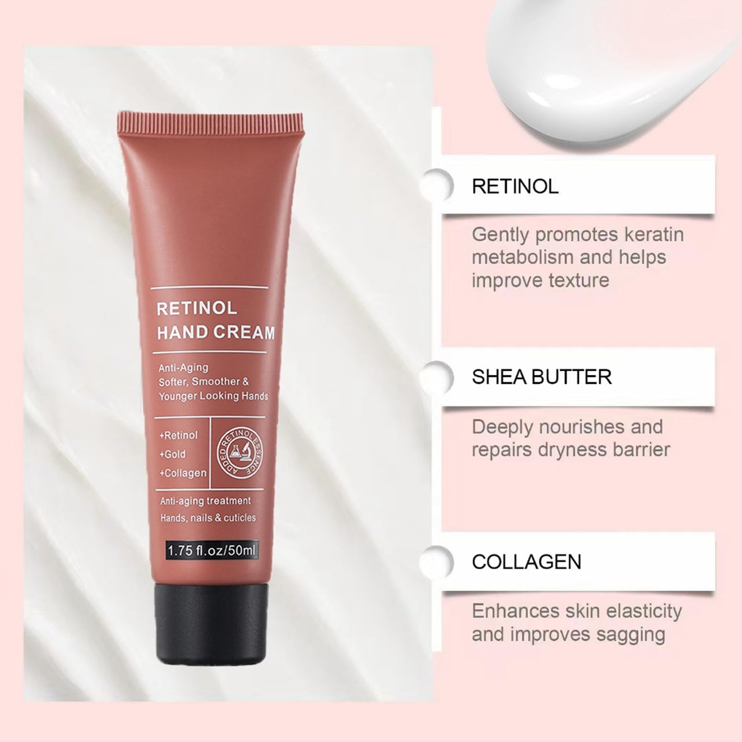 Maggidea Retinol Anti-Aging Hand Cream - Firming & Moisturising Treatment, Intense Hydration for Dry, Cracked Hands, Visibly Reduces Wrinkles & Restores Elasticity, Care for Skin, Nails & Cuticles, 2PCS