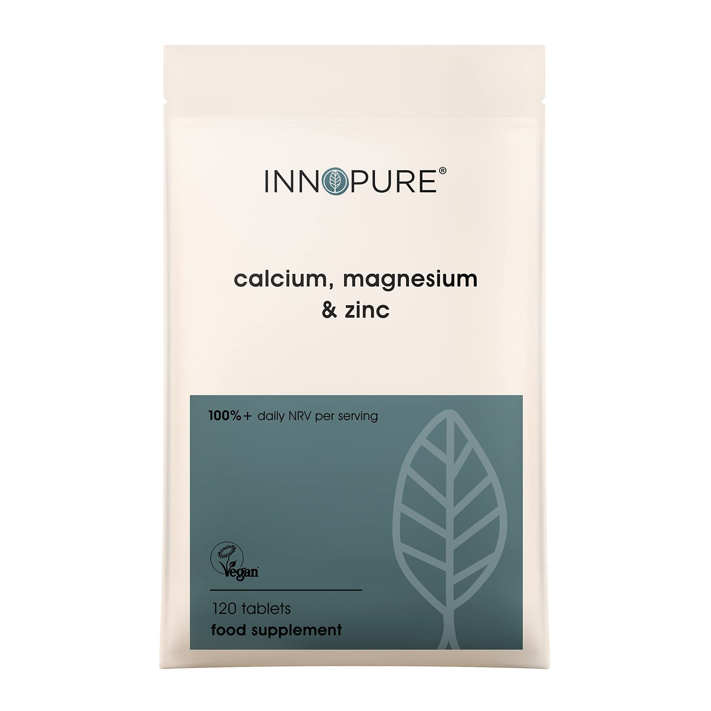 Calcium, Magnesium and Zinc, 120 Tablets (Mineral Supplement, for The Maintenance of Normal Bones, Teeth and Muscle Function, Vegan, Vegetarian Society Approved, Made in The UK)