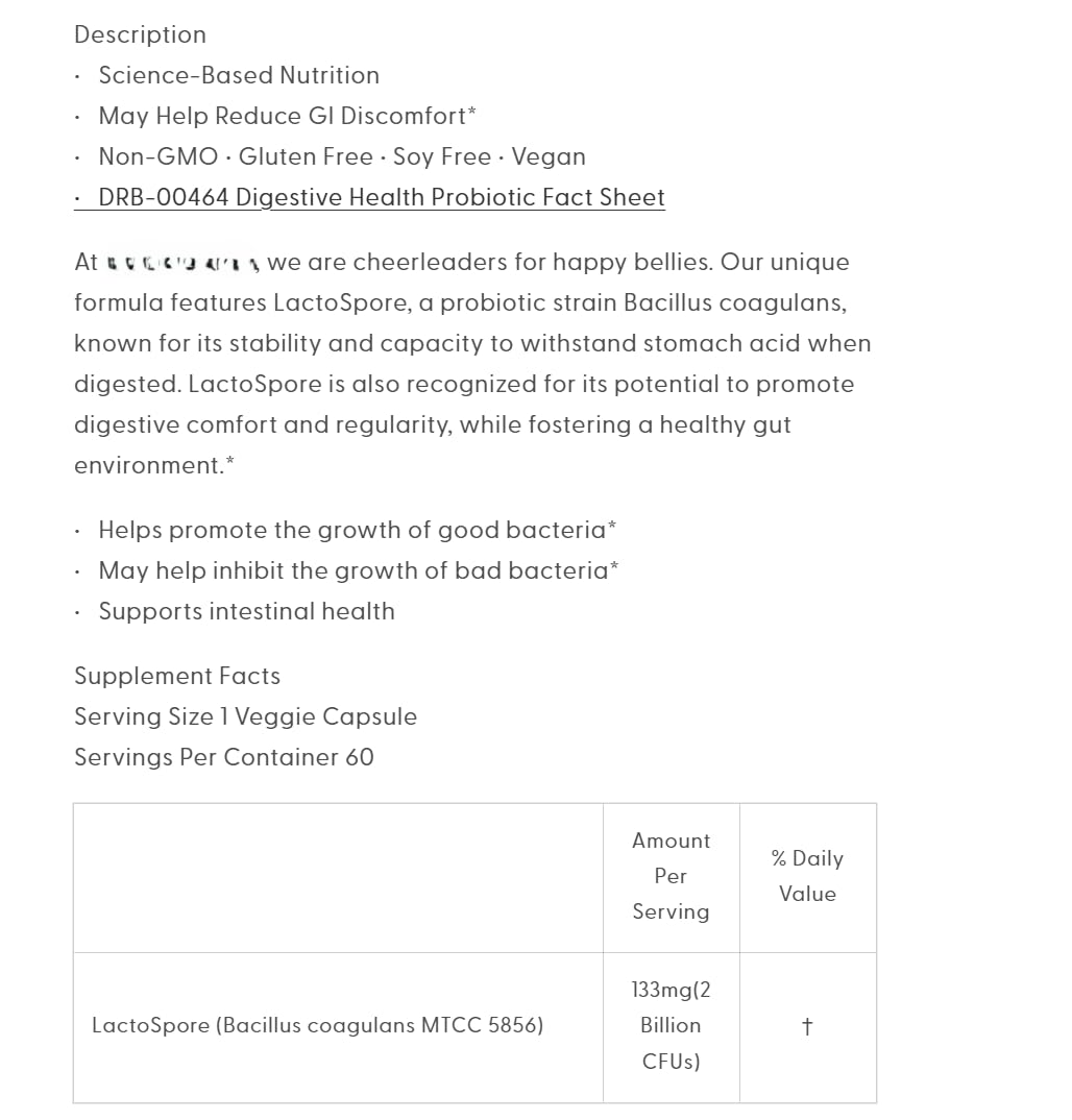 Generic Digestive Health Probiotic 2Billion CFUs, Non-GMO, Vegan, Gluten Free, Soy Free, 60 Veggie Caps