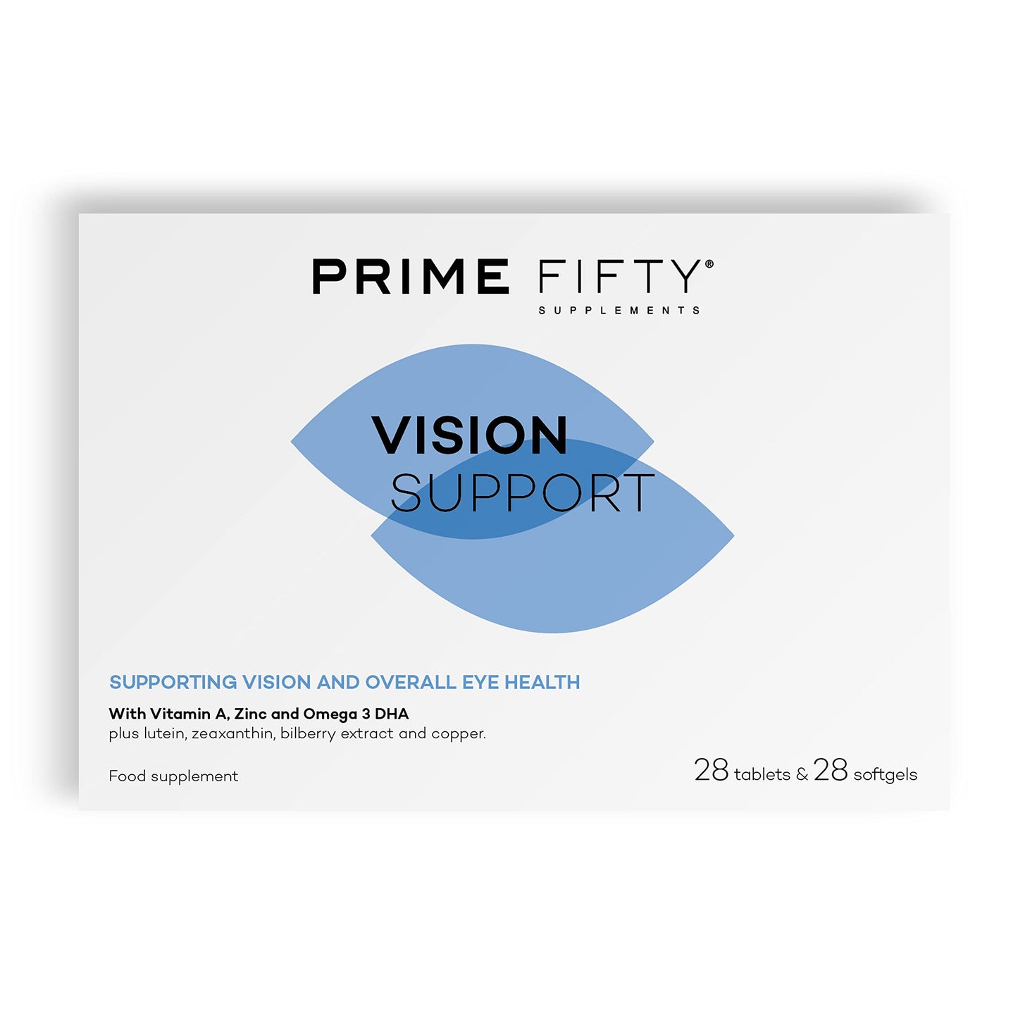 FutureYou Cambridge Prime Fifty Vision Support Eye Vitamins – Lutein & Zeaxanthin Supplement with Vitamin A, Zinc & Omega 3 DHA – Eye Care Lutein Supplement to Support Vision for Over 50s