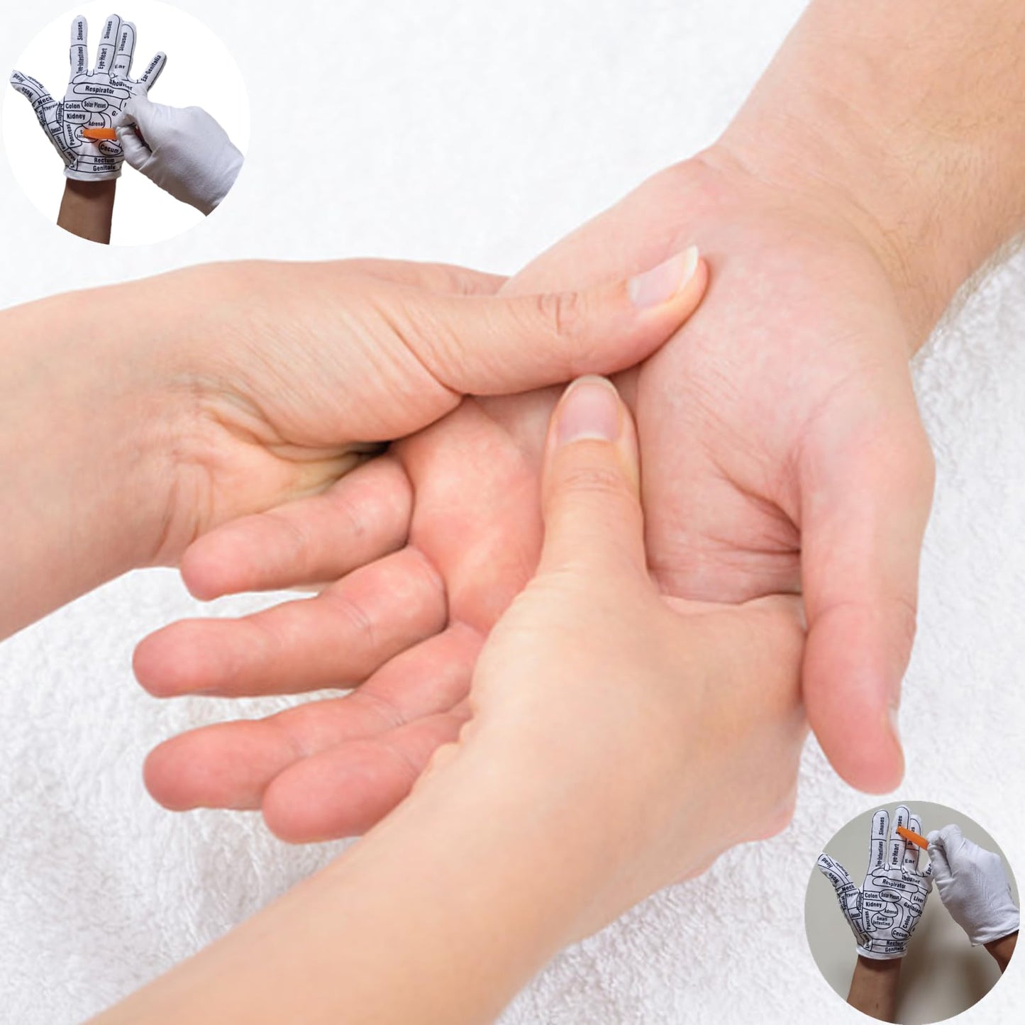 QCVENL 2 Pcs Reflexology Tools Facial Reflexology Tool Reflexology Hand Gloves Hand Reflexology Tools Print Mittens for Correctly Stimulating Hand Acupoints Massa