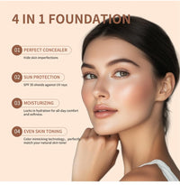 Siyinzu 4 In 1 Foundation Liquid,4 In 1 Moisturizing Full Coverage Liquid Foundation,Sunscreen Serum Spf 50 Founda/tion,Anti-Aging Face Foundations,Foundatio/n For Mature Skin,Color Changing Foundatio/n