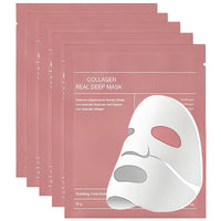 NatrLuxe Korean Collagen Face Mask - Hydrating Overnight Sheet Masks For Face Skincare - 5pcs Pack