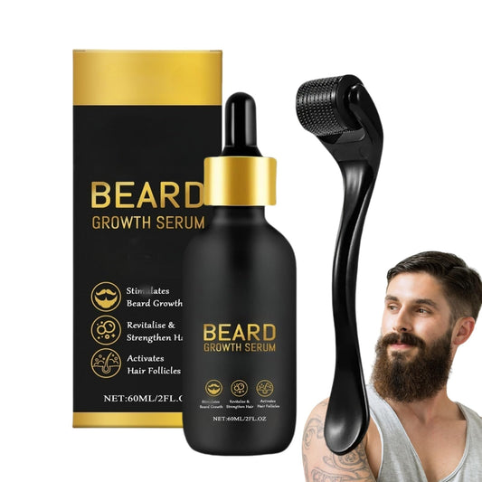 Jinjiar Beard Growth Kit,Beard Growth Oil with Roller for Promote Hair Regrowth,Natural Ingredients Beard Growth Serum,Beard Growth Serum for Men,Acial Hair Treatment,Beard Thickener for Men,Mens Beard Growth