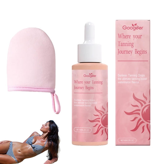 INBOLM Tanning Drops 60ml, Sunless Tanning Drops Gentle Ingredients with Gloves,Enhancing Your Natural Skin Tone,Naturally Boost Melannin Promotes Skin Health and Pigmentation