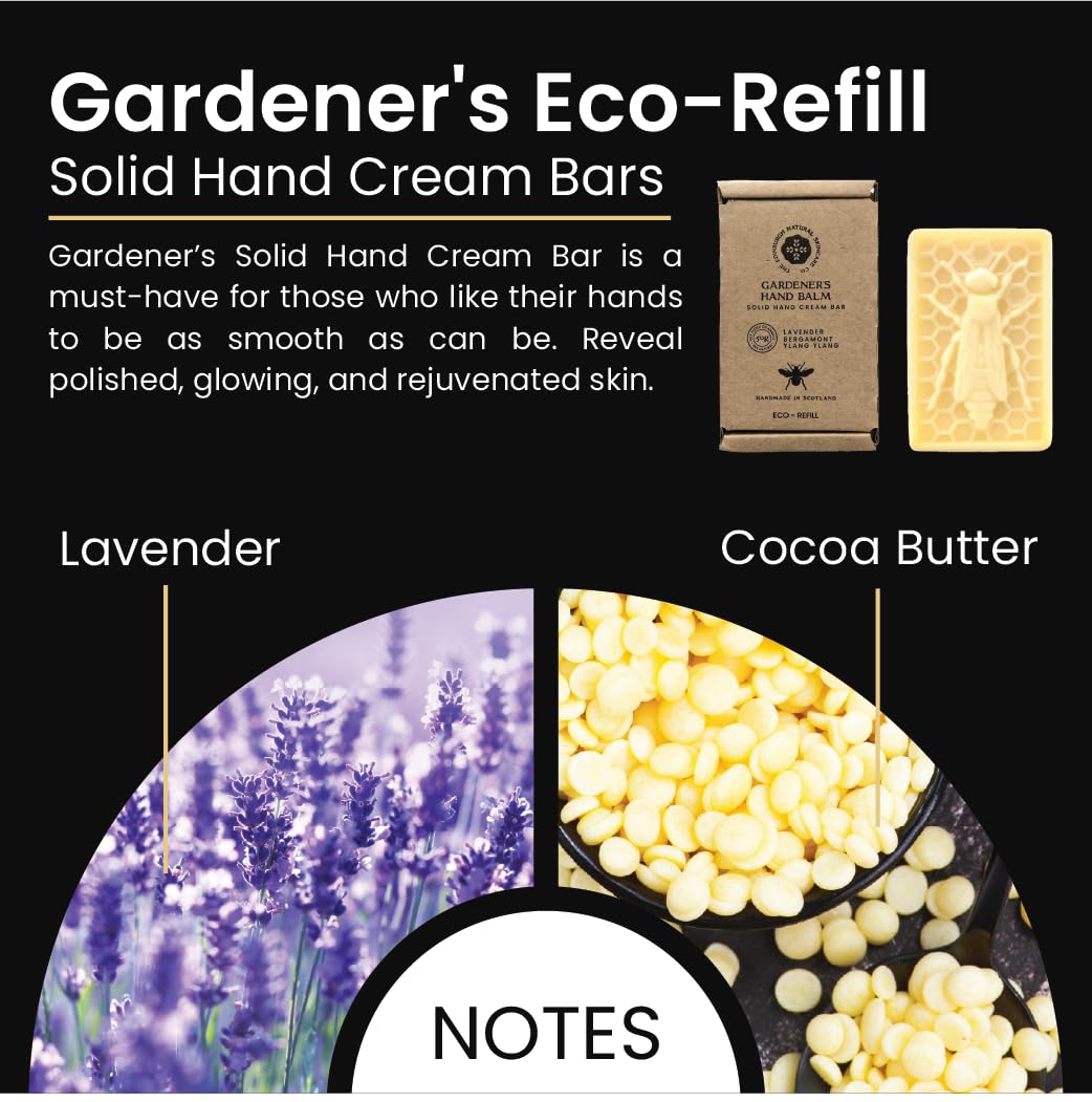 Gardener's Eco-Refill Luxury Solid Hand Cream Bar | For Extra Dry Hands | For Sensitive Skin | Hand Lotion | Natural Hand Cream | Gift for All | Edinburgh Skin Care Company