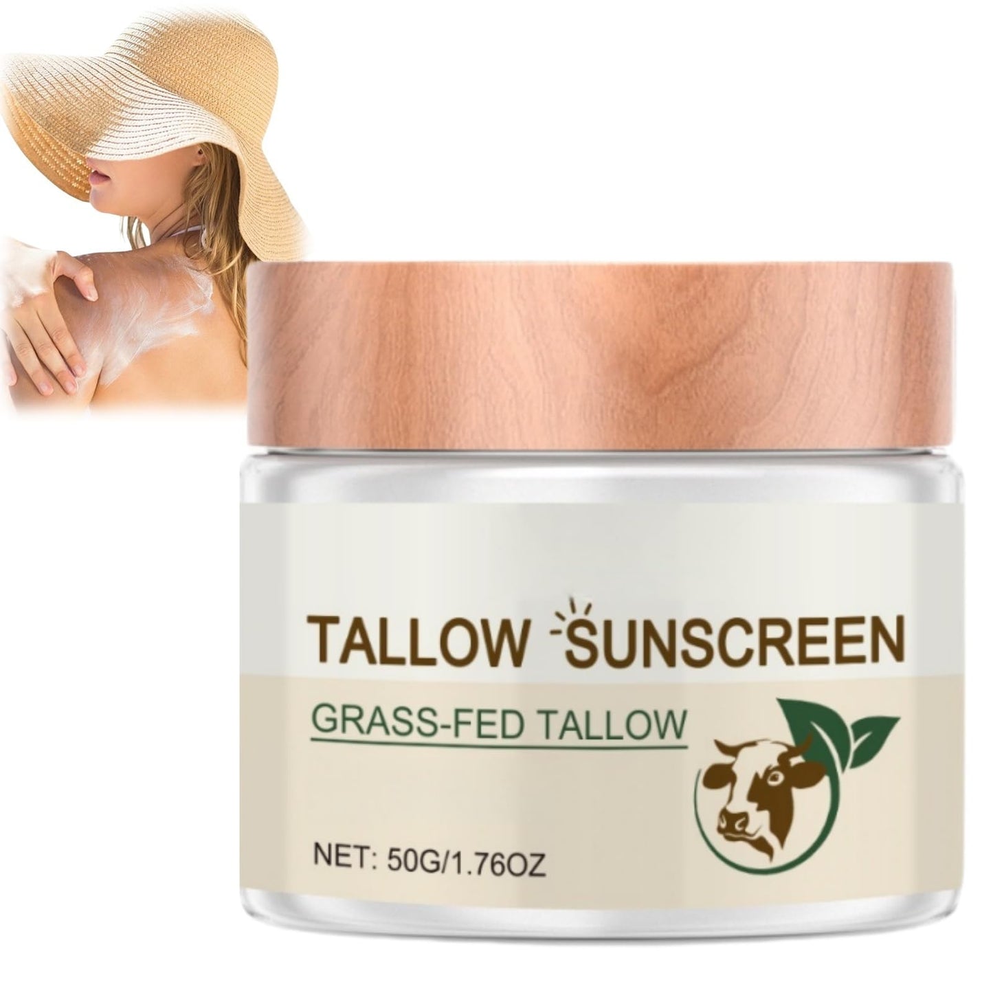 Oumun Beef-Tallow Sunscreen Spf 50,Deeply Nourishing Sunscreen Butter,Organic Grass-Fed Butter Skin Care Cream,Face Cream for Dry Skin,Facial Moisturizer,A Gentle Formula Suitable for the Whole Family
