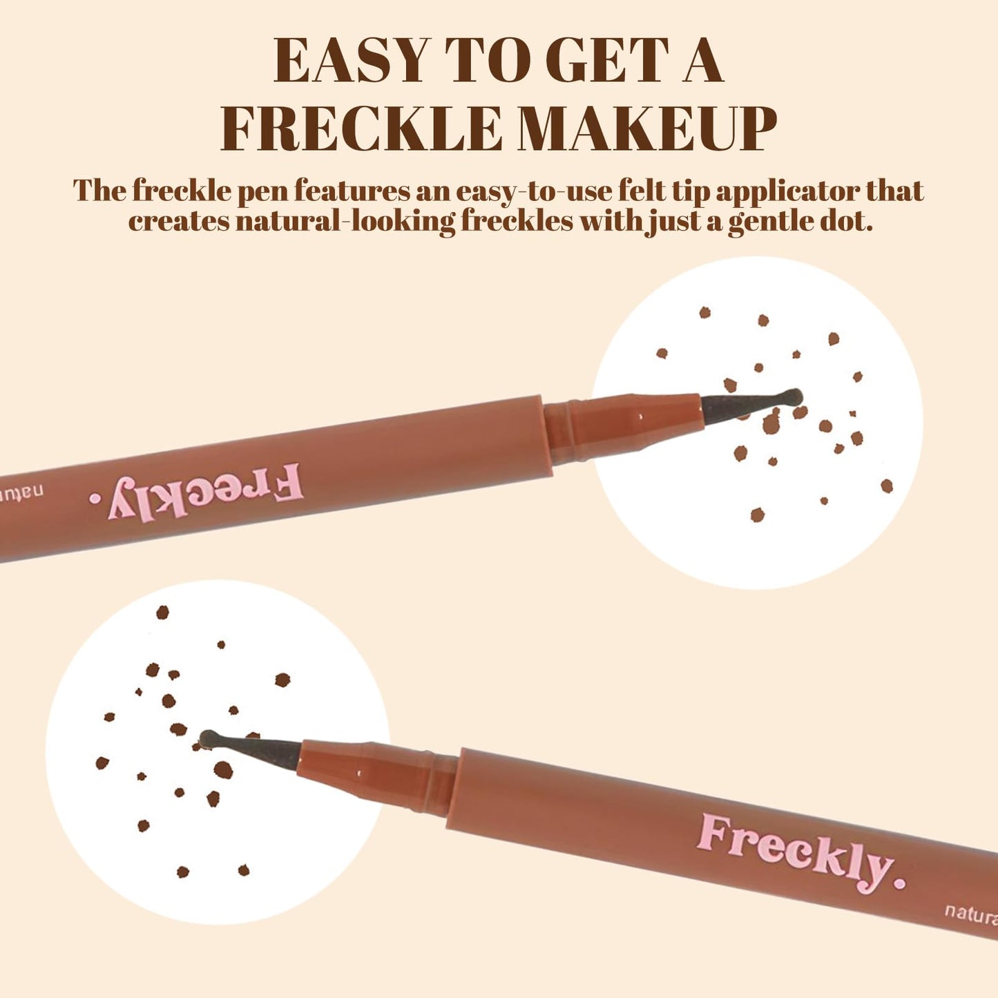 Waterproof Freckle Pen – Natural, Realistic Faux Freckles with Felt Tip Applicator. Quick-Drying, Long-Lasting, Skin-Friendly Makeup for Effortless Freckle Looks (Light Brown)