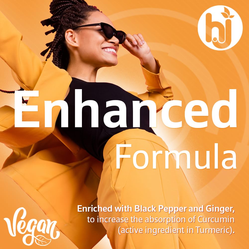 Turmeric 3000mg High Strength Supplement with Black Pepper and Ginger - 180 Vegan Tablets (Not Capsules) - Turmeric with Active Ingredient Curcumin - Made in The UK by Howard & James