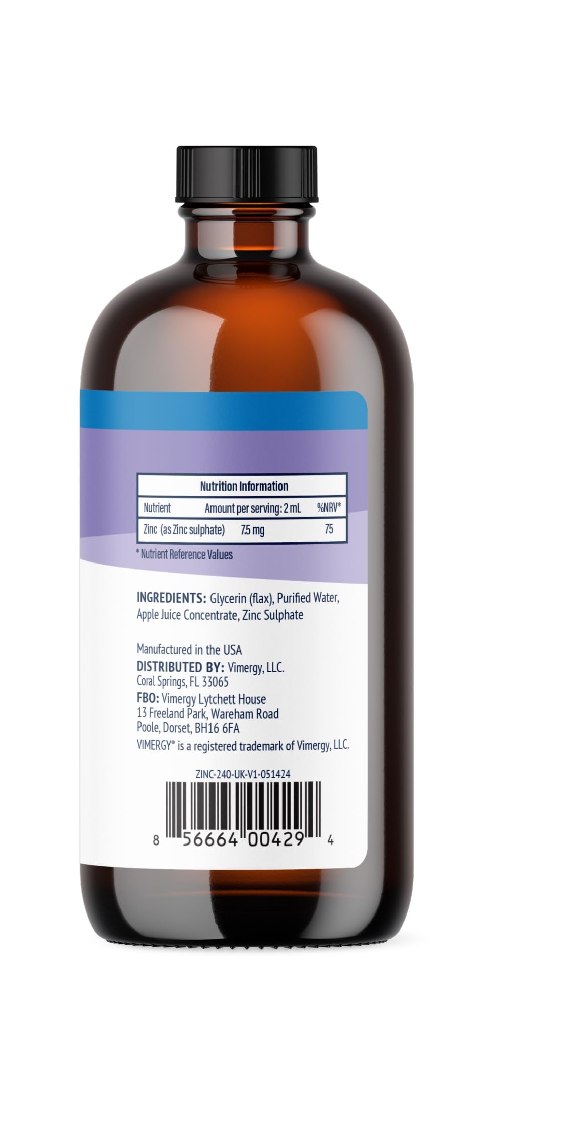 Vimergy Liquid Zinc 240 mL – 240 Servings – Liquid Zinc Supplement – Supports Immunity, Metabolism & Bone – Antioxidant – No Refined Sugar – Gluten-Free Non-GMO Kosher Vegan/Paleo Friendly