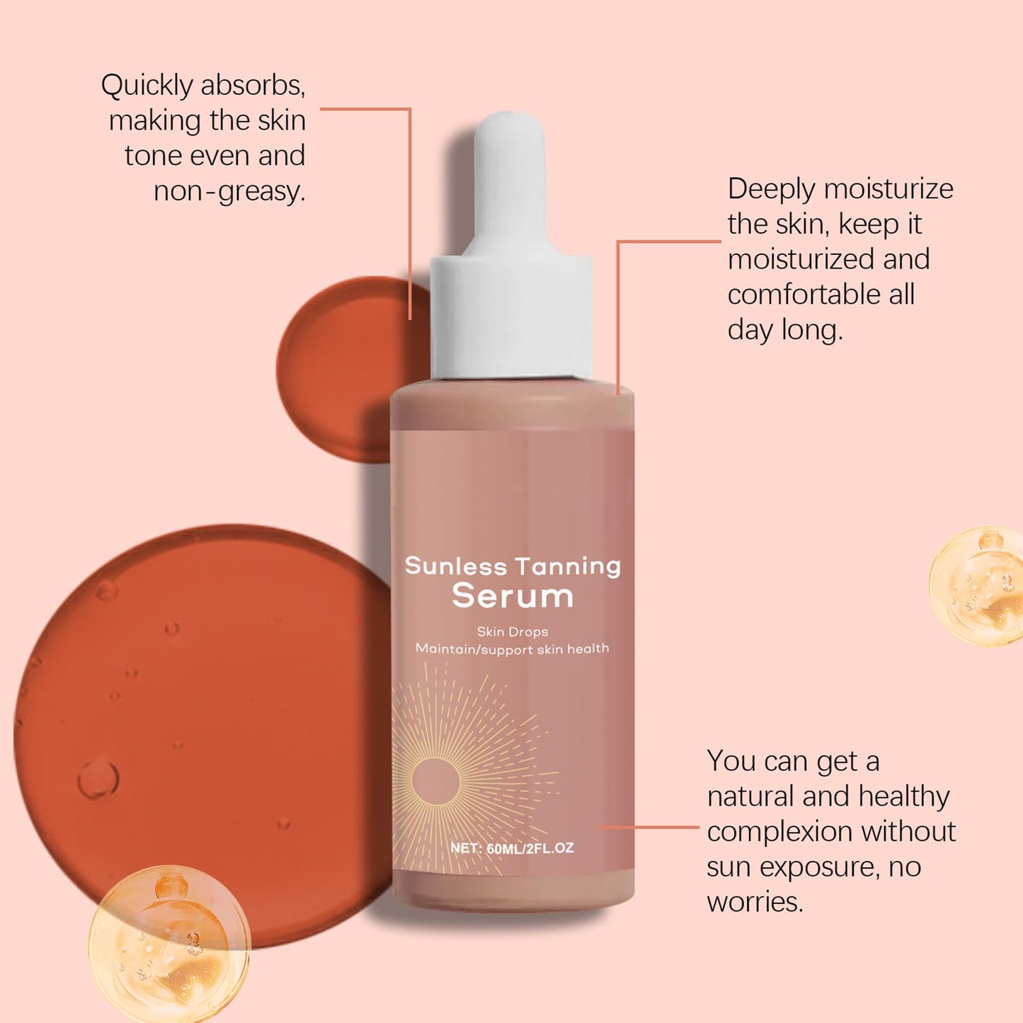 generic Self Tanning Drops for Face – Natural Sunless Glow, Gradual Tan Moisturiser, UV-Free & Safe Face Tanner for Women, Hydrating Self Tan Glow Drops