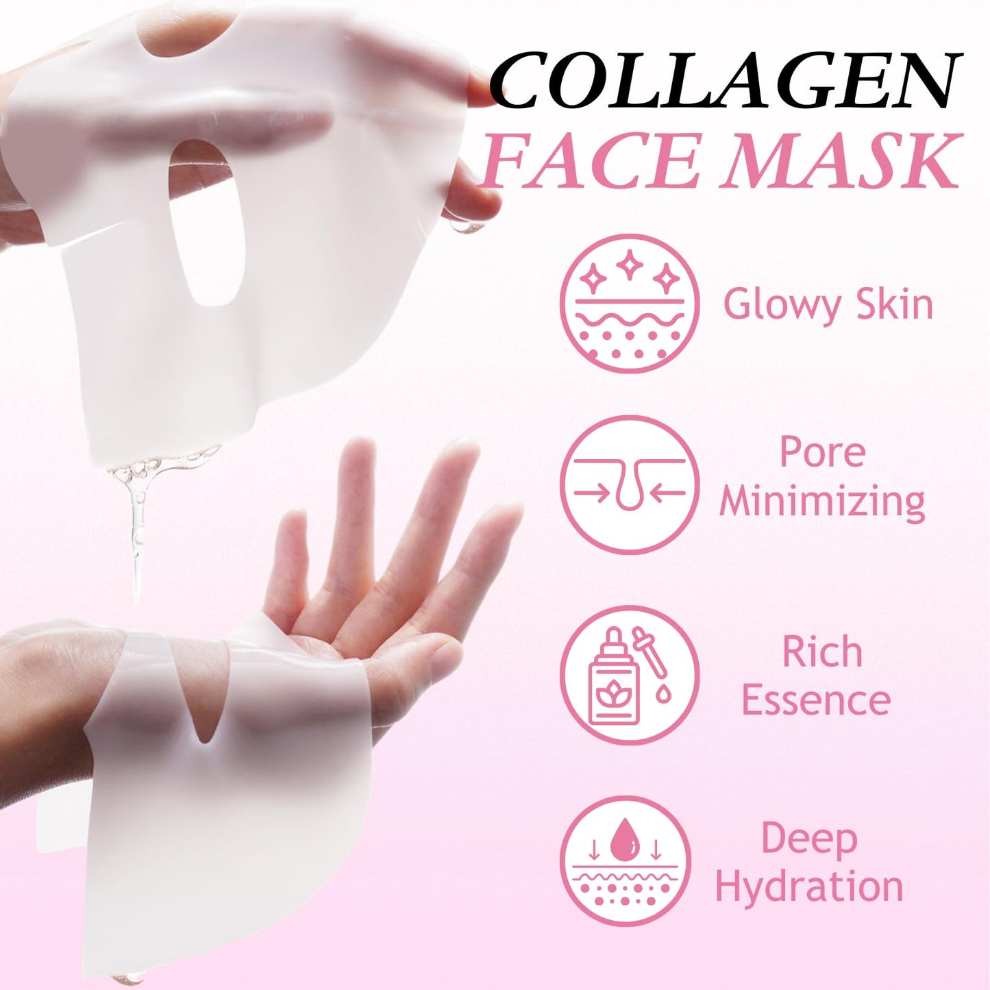 8pcs Glass Skin Mask, Anti Wrinkle Deep Collagen Mask, Skincare, Mothers Day Gifts Idea for mom, Korean Glass Skin Face Mask, Hydrating For Facial Care, Elasticity Improvement, Anti Aging