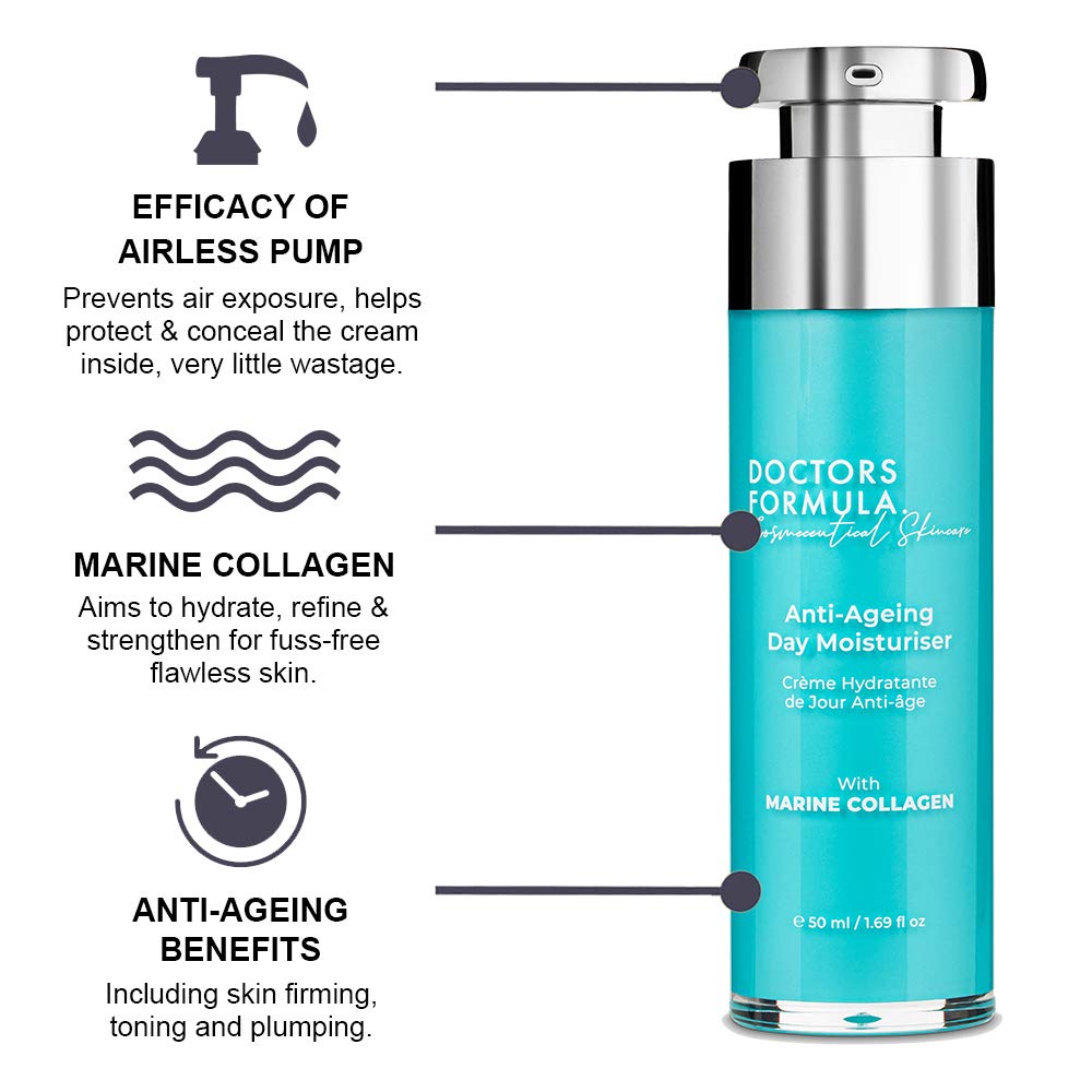 Doctors Formula Marine Collagen Anti-Ageing Day Moisturiser 50ml Air Pump