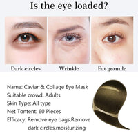 AICHUN BEAUTY 30 Pair Collagen Eye Mask Patch Hydro Gel Pad Anti-Wrinkle Dark Circles Bags Soft Smooth Skin Care Hydration Moisturizing (CAVIAR)