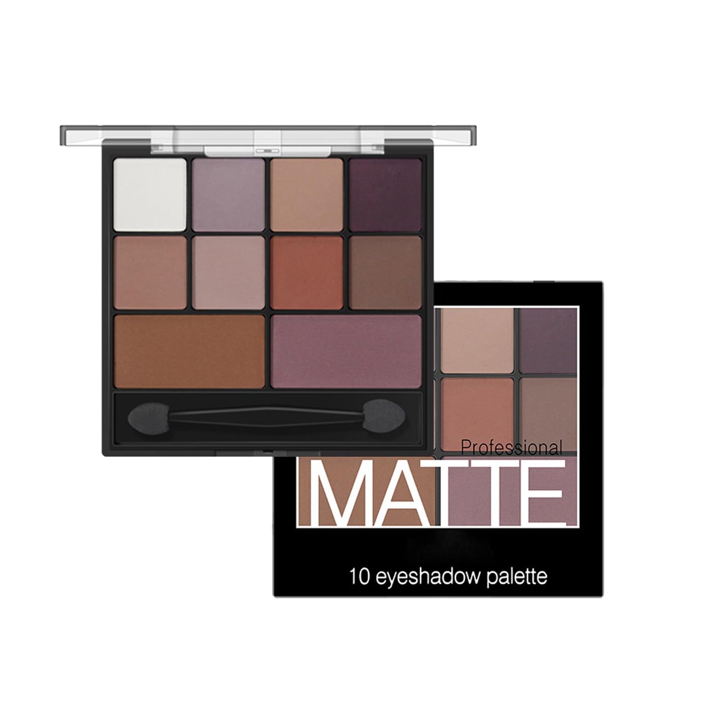 GEEWHILE Eyeshadow Palette Matte Eye Shadow Pallets Long Lasting 10 Eye Shadow Shades Smokey Makeup Highly Pigmented Purple Brown Eyeshadow Makeup Palette,Waterproof Eyeshadow With Dual-Ended Applicator Brush