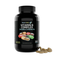 Vitamin B Complex | 365 Vegan Tablets (1 Year Supply) | Vitamin B1, B2, B3, B5, B6, B7 (Biotin), B9 (Folic Acid) & B12 | Reduction of Tiredness, Energy & Immune Support | Made in The UK | by NutriVolv