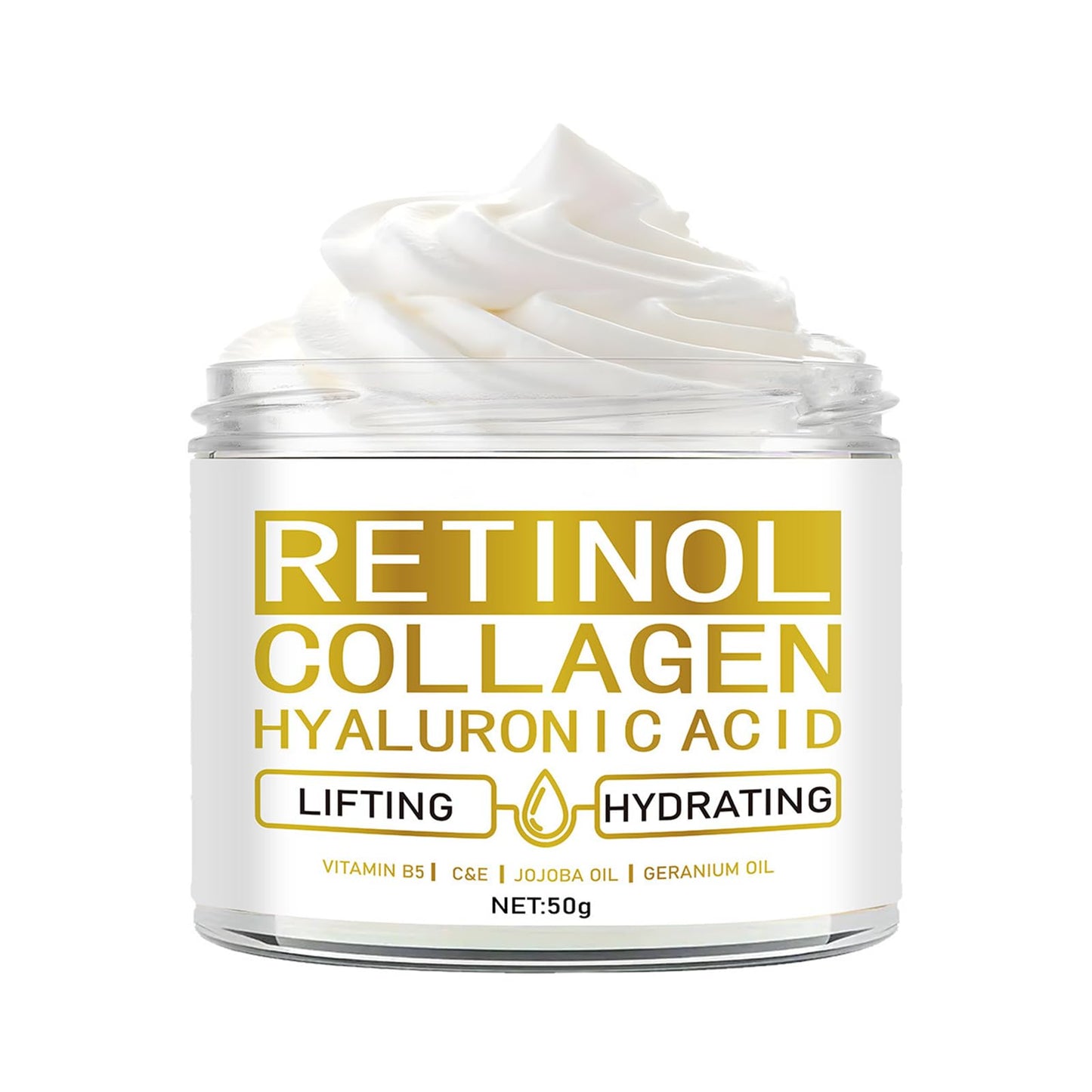 Retinol Face Cream with Hyaluronic Acid, Collagen & Vitamins B5, C, E – Anti Wrinkle & Anti Ageing Moisturiser – Dark Spot Corrector Facial Care