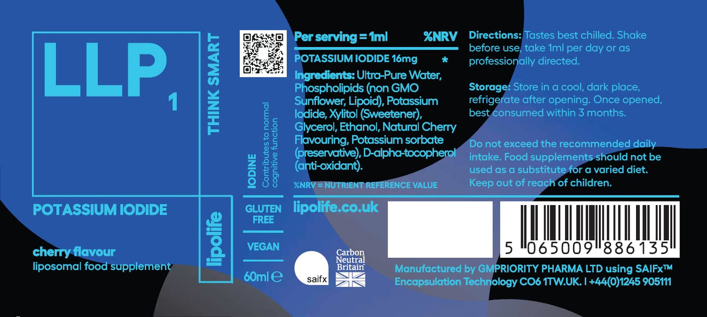 LLP1 - Liposomal Potassium Iodide - 60ml (Cherry Flavour) - lipolife