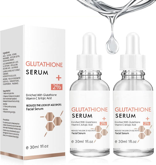 Glutathione Serum with Kojic Acid & Vitamin C - Nicotinamide Serum for Face for Hydrated - Face Serum Reduce Dark Spot Shrink Pores& Improve Skin Tone,(2pcs)