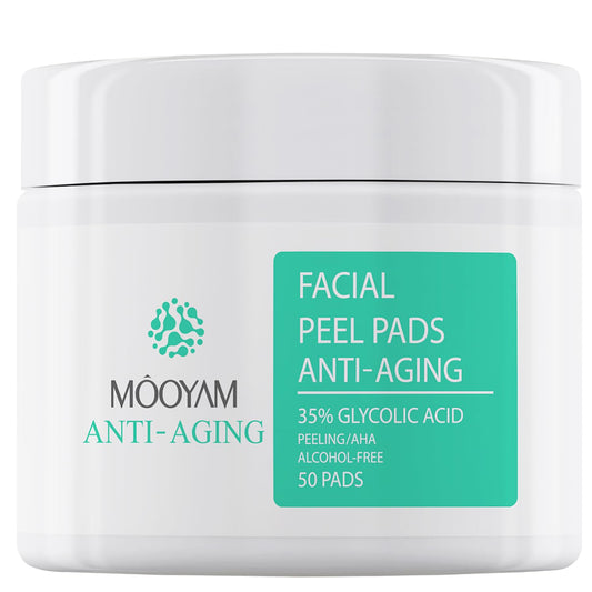 IREV Glycolic Acid Resurfacing Pads 35% for Face and Body- Exfoliating Facial Peel with Vitamins B5, C & E, Green Tea - Glycolic Acid Face Wash for Cleansing Peeling 50 Pads