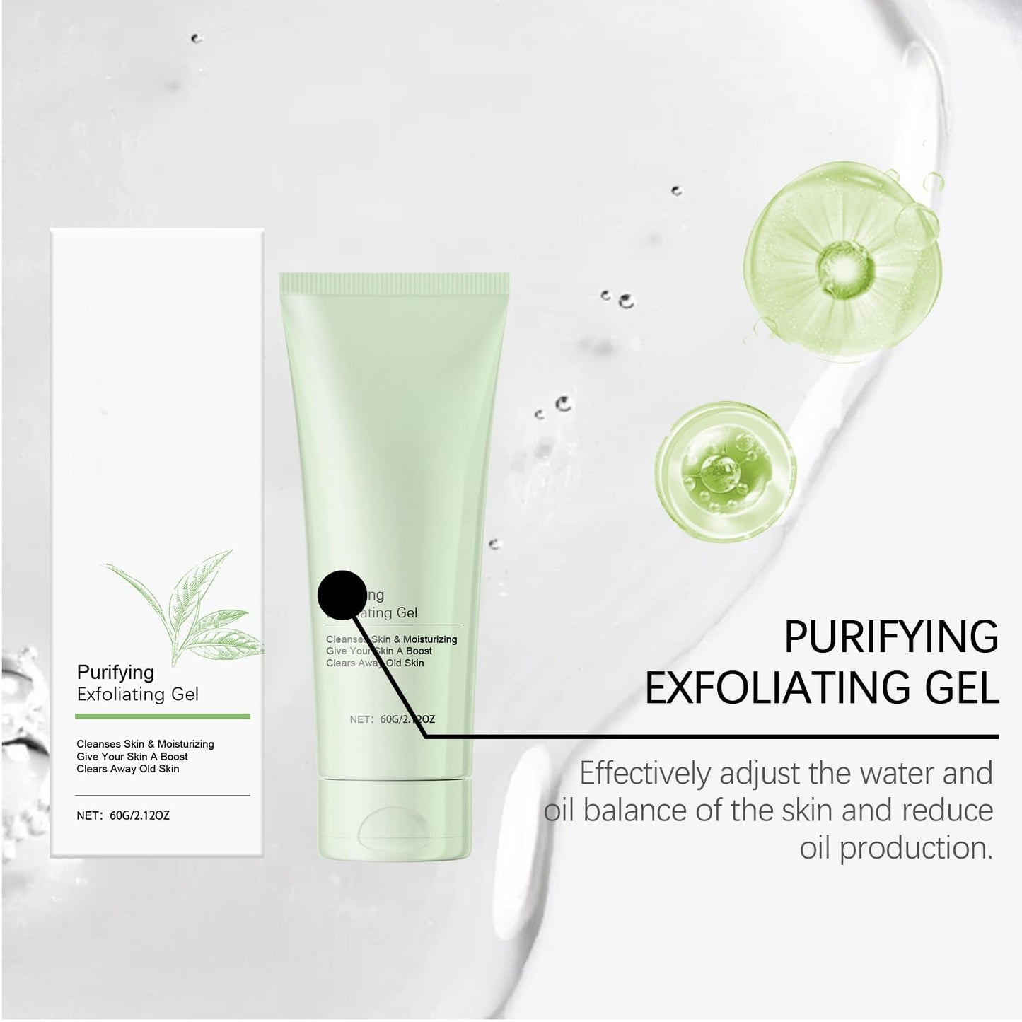 Oumun Purifying Exfoliating Gel,Face Exfoliating Scrub,Exfoliating Scrub Gel,Purifying Enzymes Exfoliating Gel,Face Scrub,Face Exfoliator,Exfoliating Face Wash,Face Scrub Exfoliator,Facial Scrub Exfoliator
