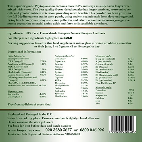 Lonjevitee.com Lonjevitee Phytoplankton - Gold Grade Marine Phytoplankton Pure Freeze Dried Powder - 2 x 30g Pouches