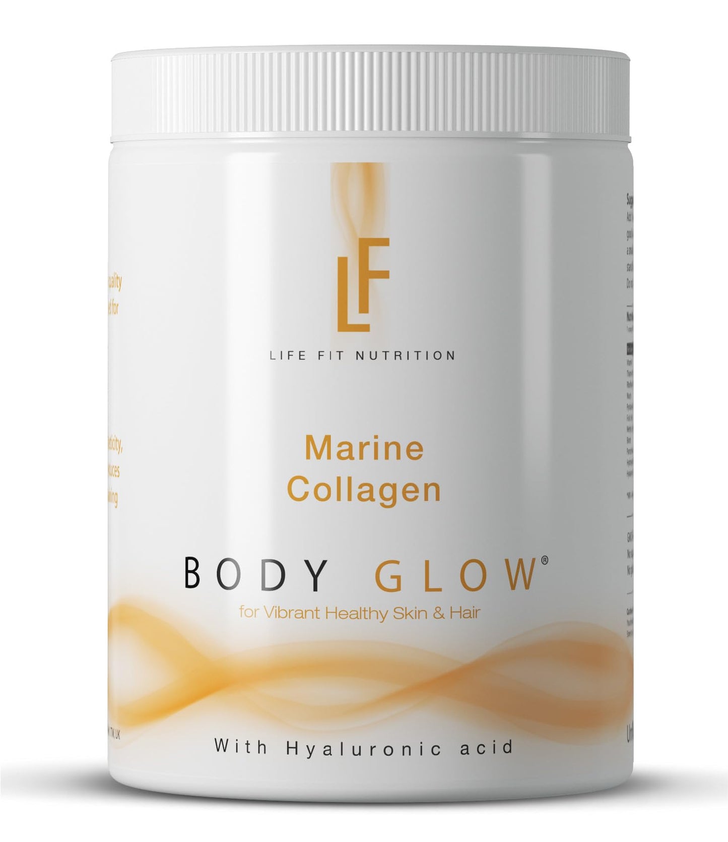 Life Fit Nutrition Body Glow Marine Collagen Powder |10,000mg with Hyaluronic Acid & Vitamin C | Hydrolysed for High Absorption | Type 1 Marine Collagen from Fish | Unflavoured, Odourless and Neutral | 29 Servings 300g