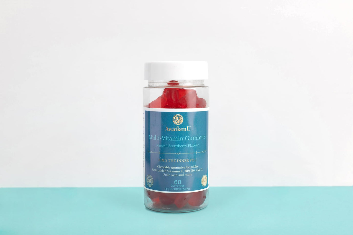AwaikenU Multivitamin Gummies for Adults- Strawberry Flavour- 60 Gummies- Essential Vitamins and Minerals-