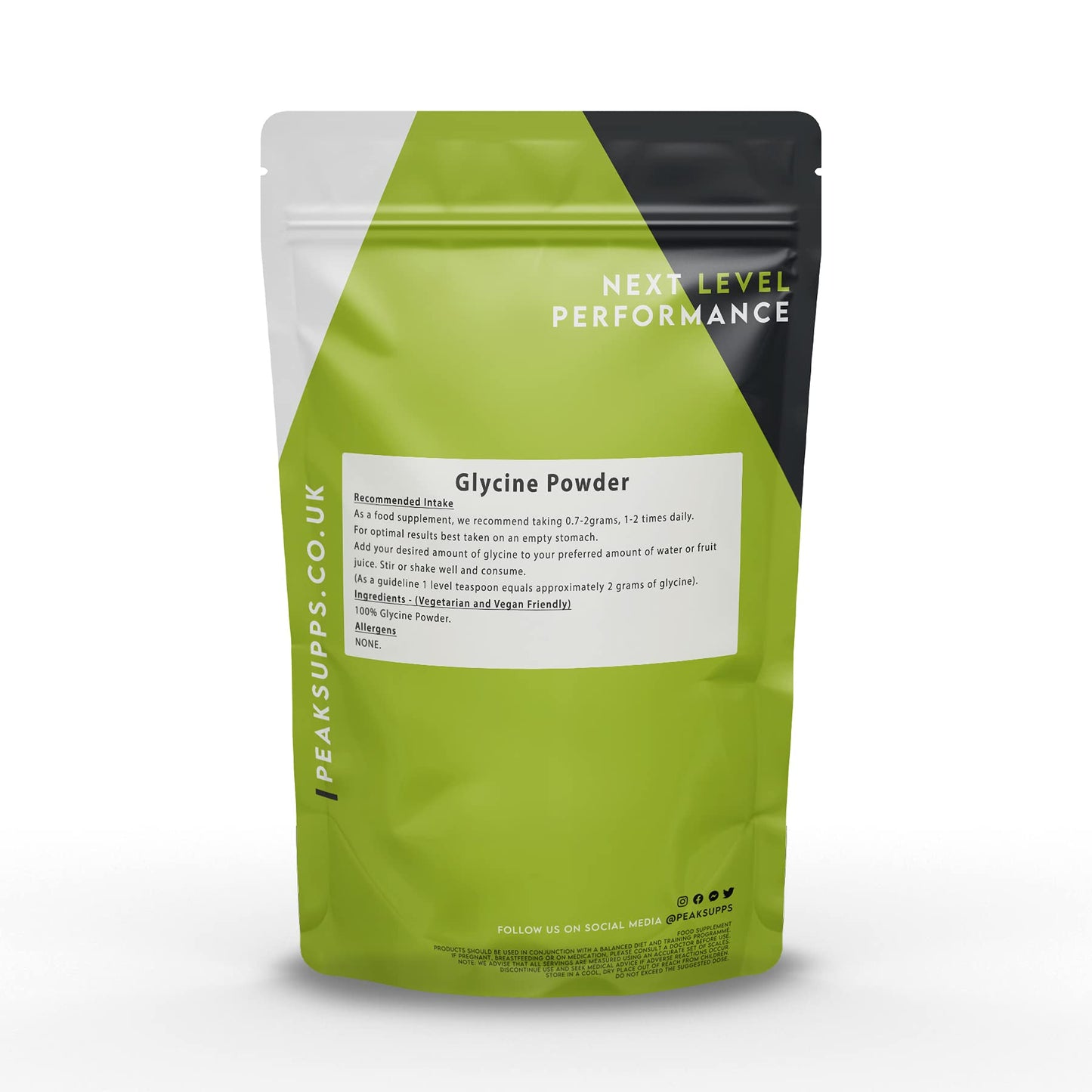Peak Supps Glycine Powder 250g | Pure L-Glycine | Vegan Friendly, GMO Free