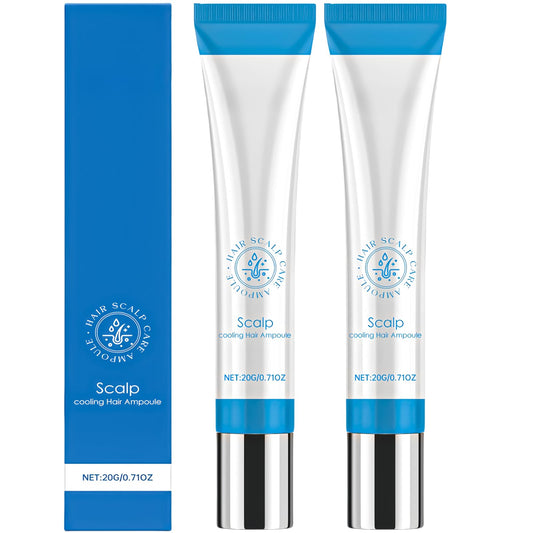 AuraAnge 2PCS Scalp Cooling Hair Ampoule, Scalp Serum & Hair Growth Serum for Men & Women – Top-of-Head Protector with Roller, Non-Greasy, Improves Shine & Cleans Surface, 20g