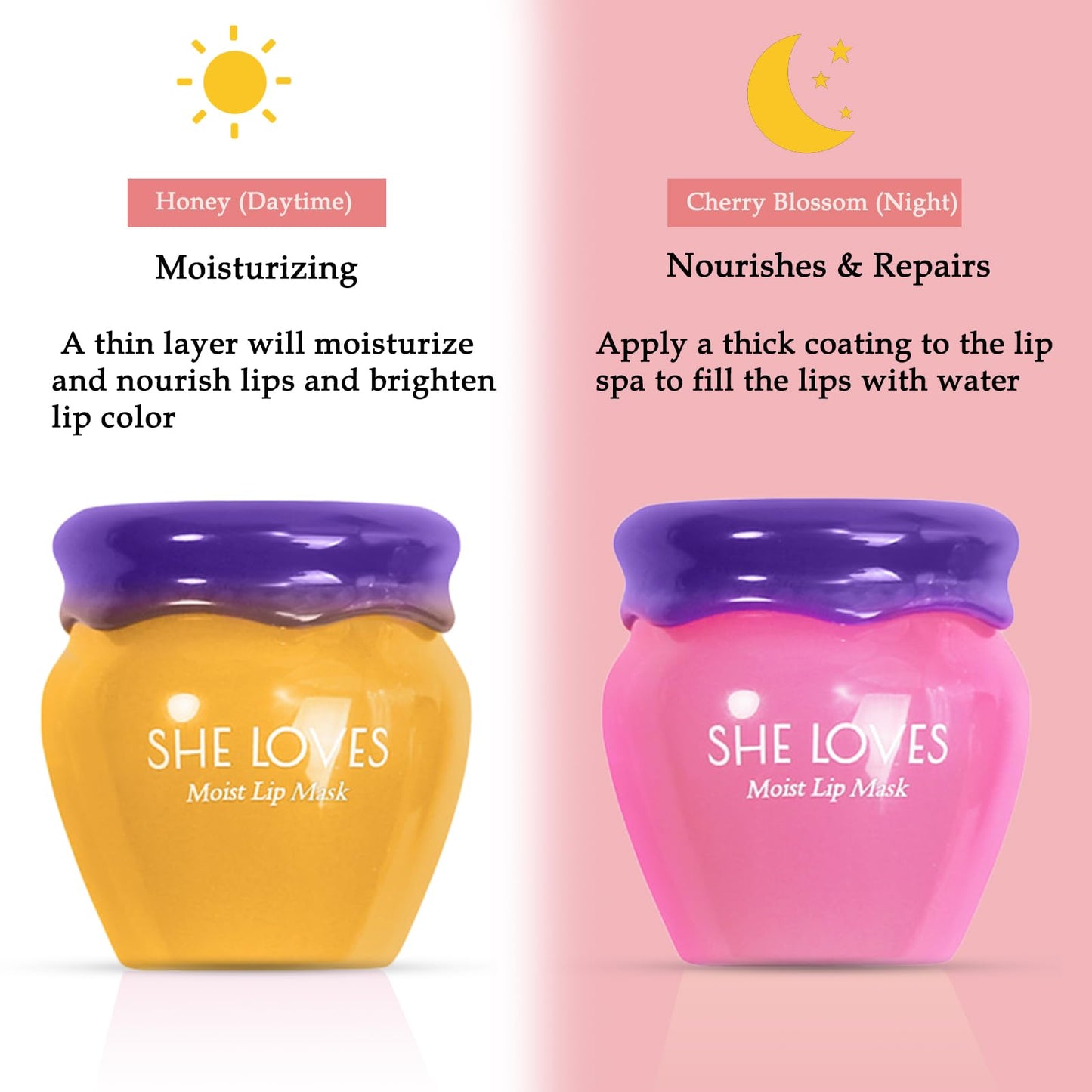 2PCS Lip Sleeping Mask, Honey Sakura Moisturizing Lip Balm Skincare Set with Stick, Day Night Repair Lip Mask Lip Moisturiser, Plumping Lip Hydrating & Prevention Dry and Crack Lip Scrubs Exfoliator