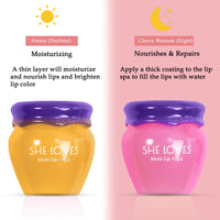 2PCS Lip Sleeping Mask, Honey Sakura Moisturizing Lip Balm Skincare Set with Stick, Day Night Repair Lip Mask Lip Moisturiser, Plumping Lip Hydrating & Prevention Dry and Crack Lip Scrubs Exfoliator