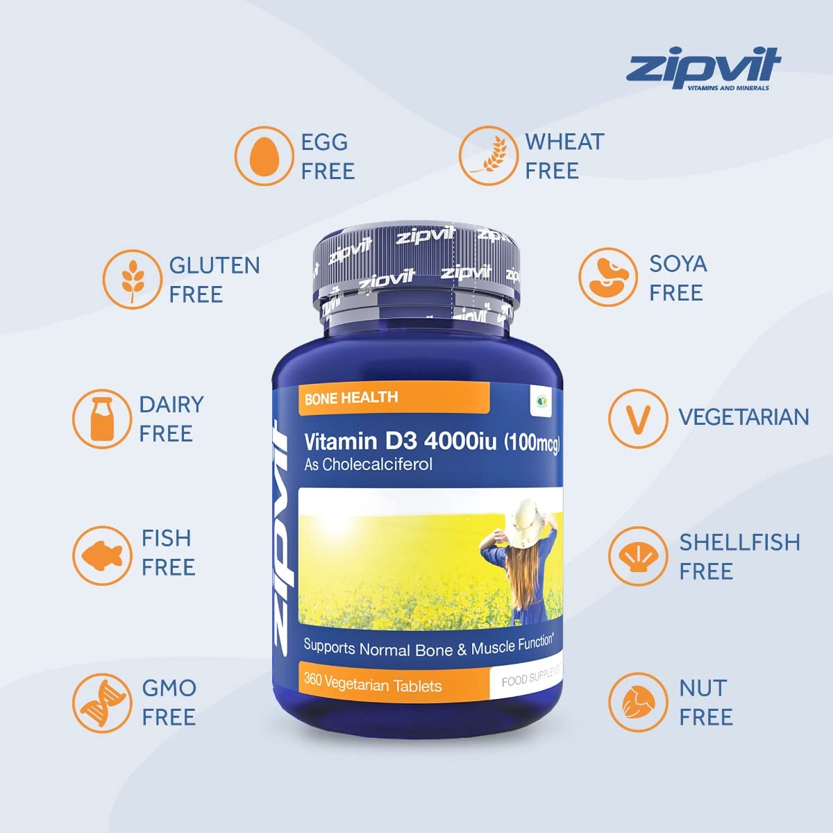 Vitamin D 4000iu 360 Micro Tablets. Vegetarian Society Approved. 12 Months Supply. Vitamin D3 Supports Bone Health and Your Immune System