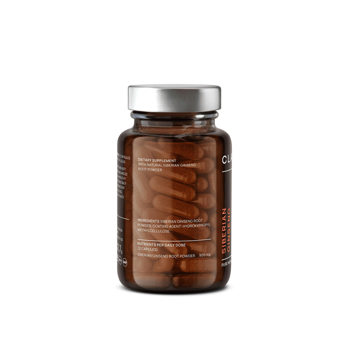 CLAV Siberian Ginseng Extract - 900mg Eleutherococcus Root Powder - Reduction of Tiredness & Fatigue - 60 Ginseng Capsules - Vegan - Made in Germany