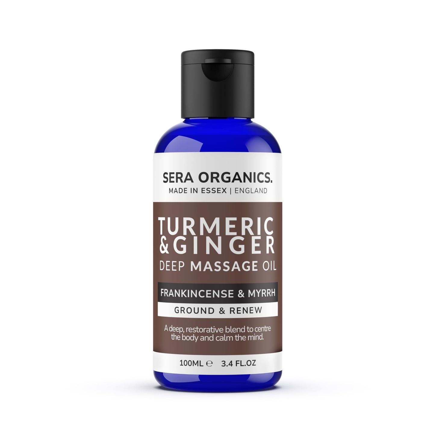 Turmeric Massage Oil – Natural Body Oil with Ginger, Frankincense & Myrrh │ Deep Tissue Massage Oil for Stress, Relaxation & Mindfulness │ 100ml by Sera Organics