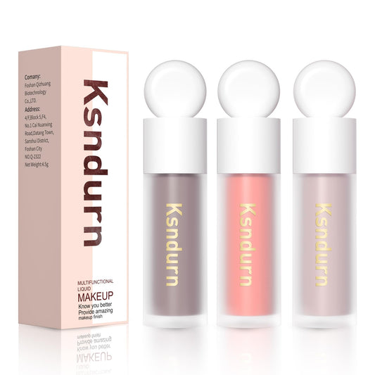 Liquid Contour & Blush & Highlighter Stick, Ksndurn Makeup Set - Effortlessly Contours the Face for A Lightweight Look, Makeup Gift For Women