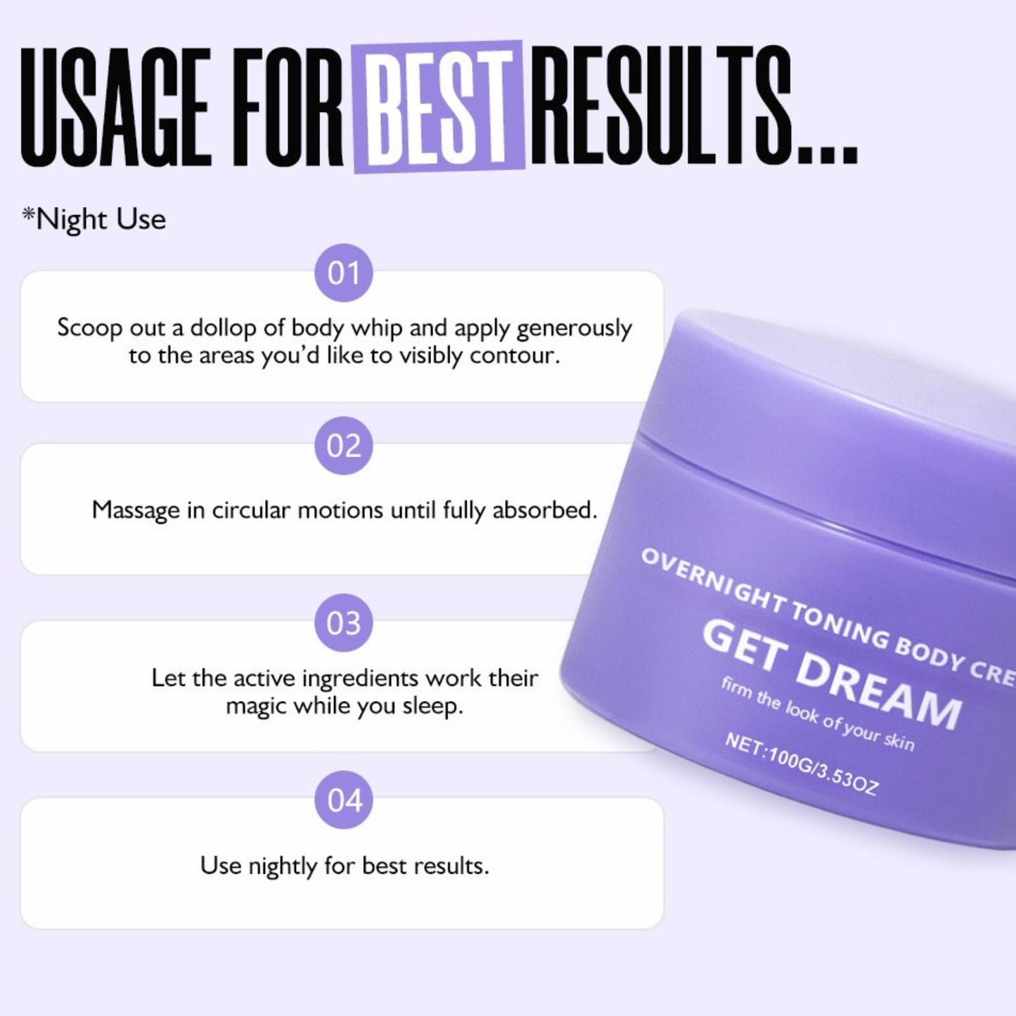 Overnight Toning Whip - Firming Cream for Loose Skin - Skin Tightening Cream For Face & Body - Skin Firming Body Cream - Overnight Toning Whip Body Lotion - Skin Tightening Cream for Face & Body
